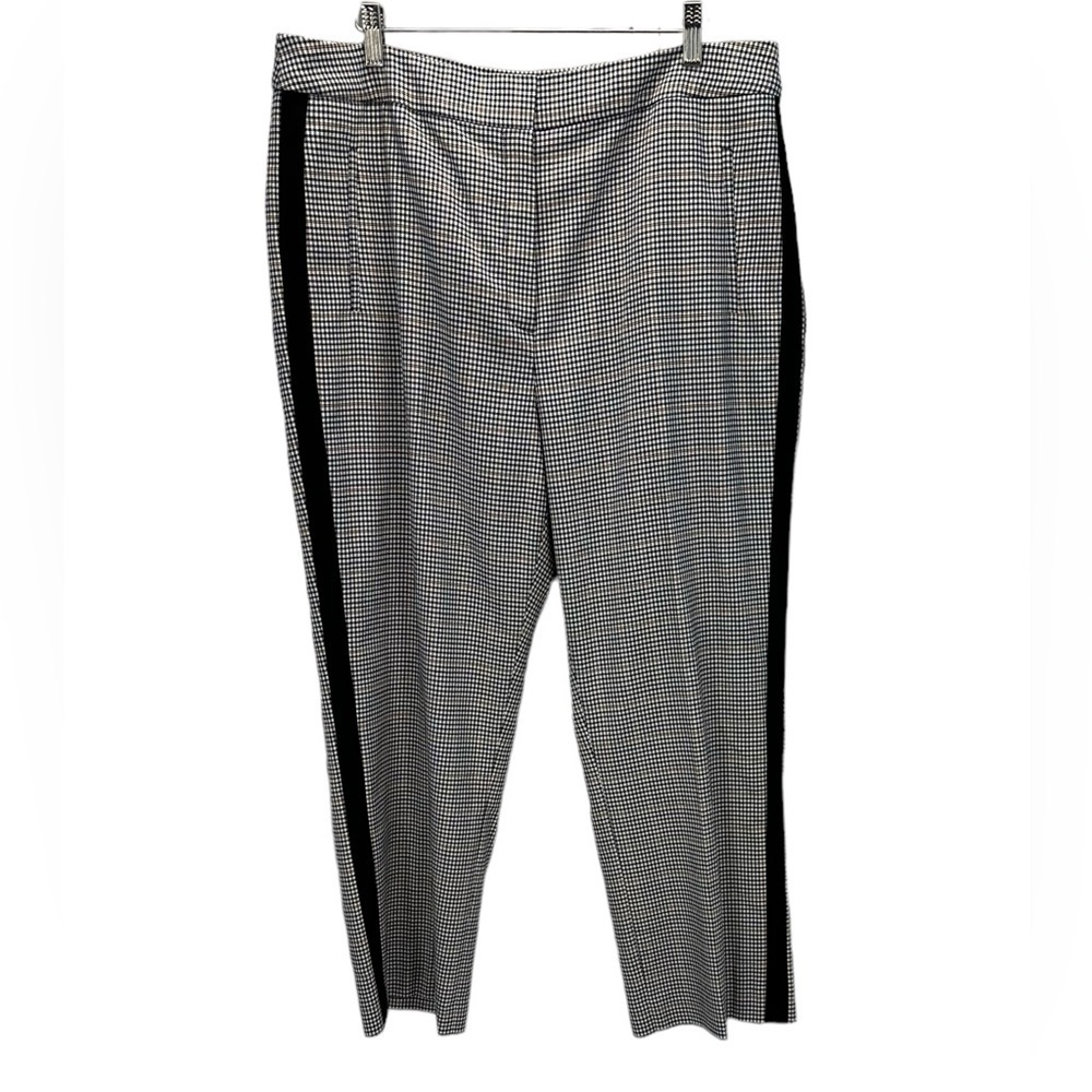 Tommy Hilfiger Plaid Black Side Stripe Dress Pants - Black White - size 16